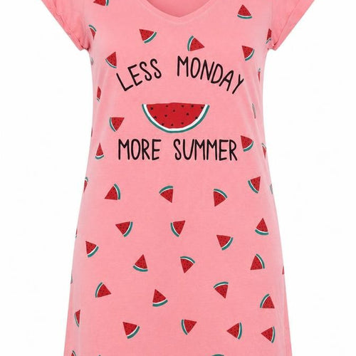 Debenhams Womens Pink Geometric 100% Cotton Chemise Dress Size 8 - Watermelon