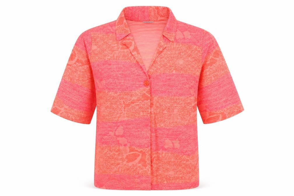 Finnkarella Mens Orange Floral Polyester T-Shirt Size 48 V-Neck