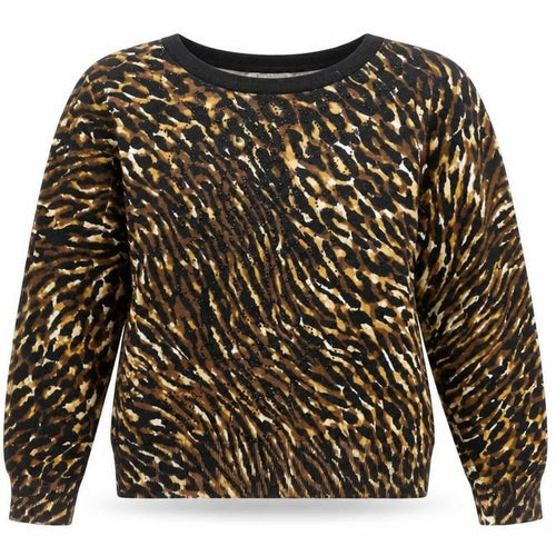 Annabelle Womens Brown Round Neck Animal Print Viscose Pullover Jumper Size L