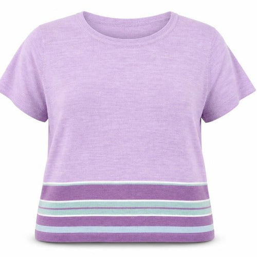 Marks and Spencer Womens Purple Round Neck Striped Acrylic Pullover Jumper Size 22