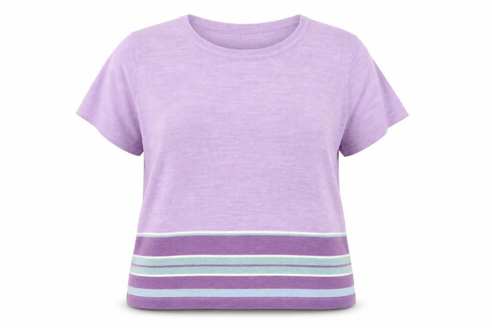 Marks and Spencer Womens Purple Round Neck Striped Acrylic Pullover Jumper Size 22