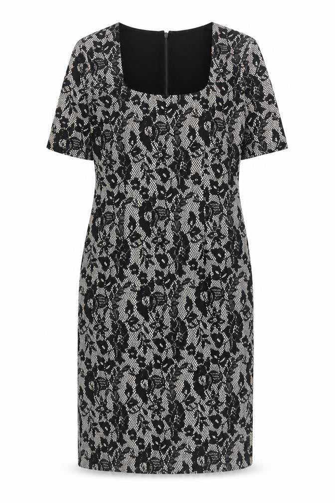 Great Plains Womens Black Floral Polyester Bodycon Size XS Scoop Neck Zip