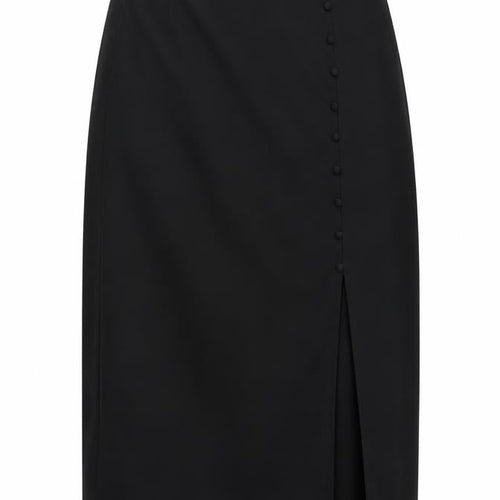 Nasty Gal Womens Black Polyester Straight & Pencil Skirt Size 10 Zip - Slit bottom of dress on back.