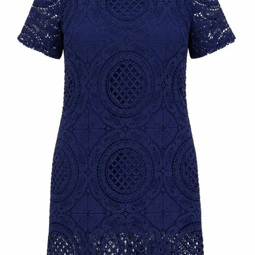 QED London Womens Blue Polyester Fit & Flare Size 8 Round Neck Zip