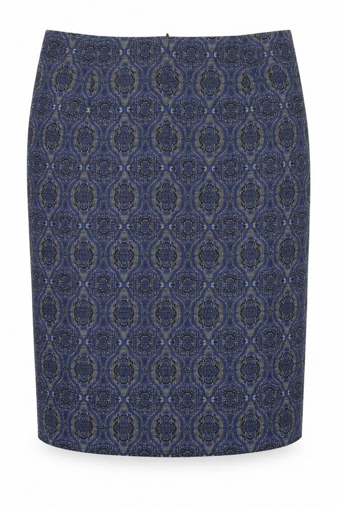 La Redoute Womens Blue Argyle/Diamond Cotton Straight & Pencil Skirt Size 14 Zip - Pencil Skirt