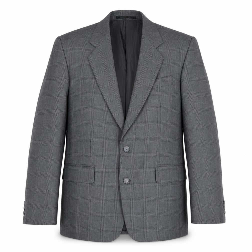 C&A Mens Grey Plaid Polyester Jacket Suit Jacket Size 38