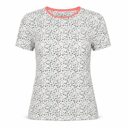 Marks and Spencer Womens White Animal Print Cotton Basic T-Shirt Size 8 Round Neck - Multicoloured Leopard Print