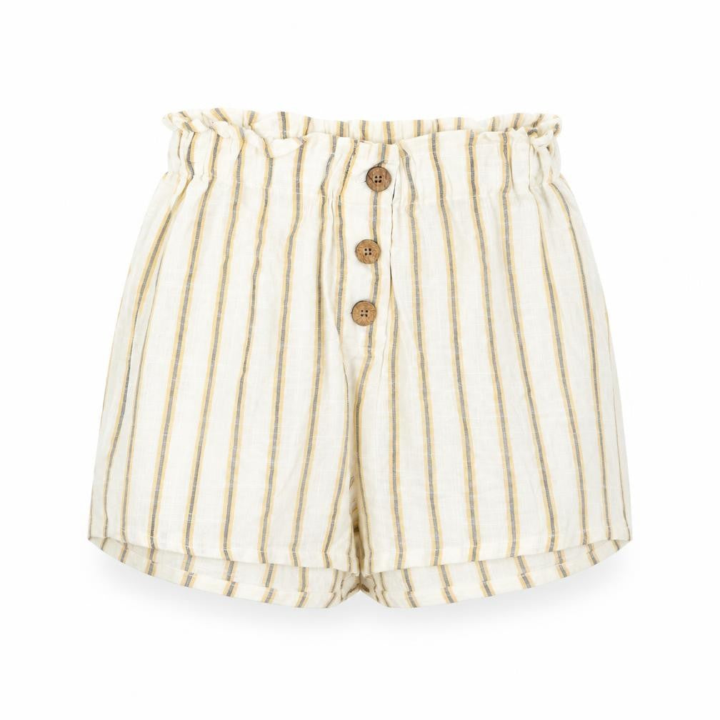 Preworn Womens Yellow Striped Polyester Hot Pants Shorts Size 26 in L3 in Regular Pull On