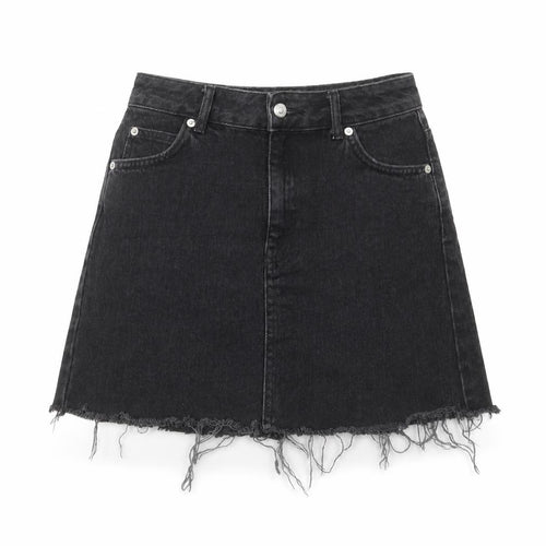Topshop Womens Black Cotton A-Line Skirt Size 8 Button