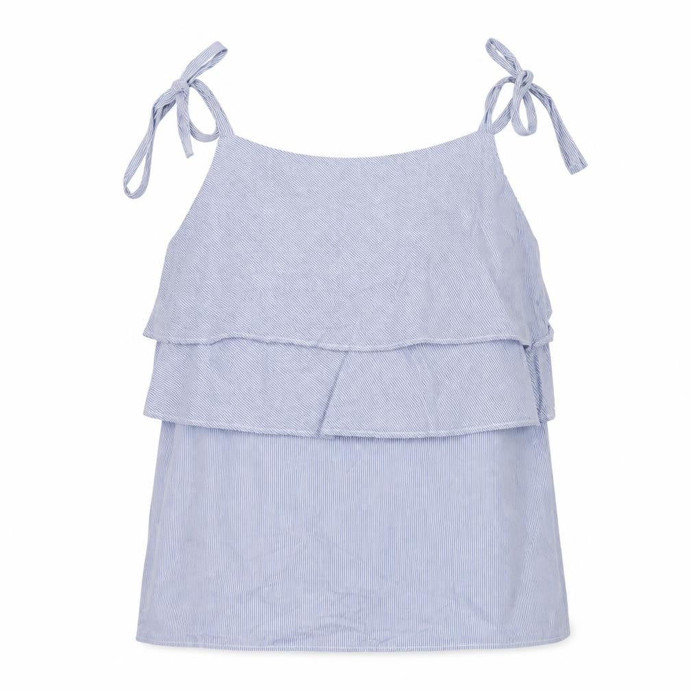 Next Womens Blue Striped Cotton Basic Tank Size 10 Square Neck
