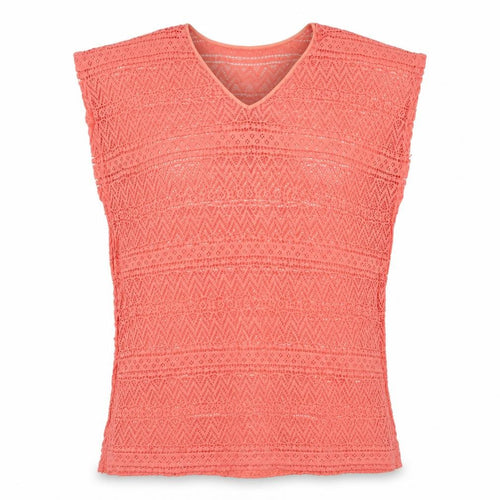 Simply Yours Womens Pink Geometric Cotton Shift Size 12 V-Neck Pullover - Beach Cover