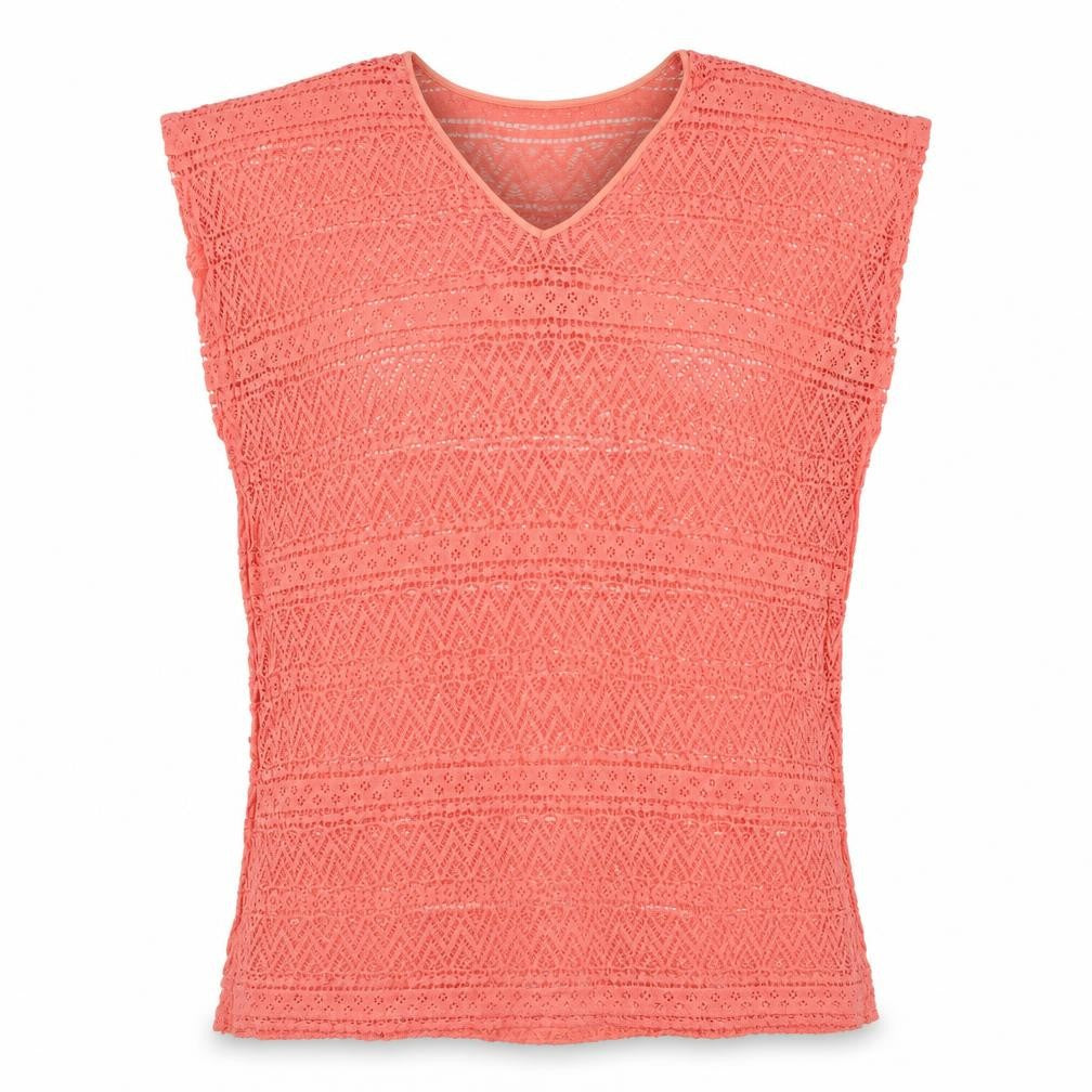 Simply Yours Womens Pink Geometric Cotton Shift Size 12 V-Neck Pullover - Beach Cover