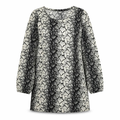 Text Womens Grey Round Neck Animal Print Acrylic Pullover Jumper Size S - Snake Print