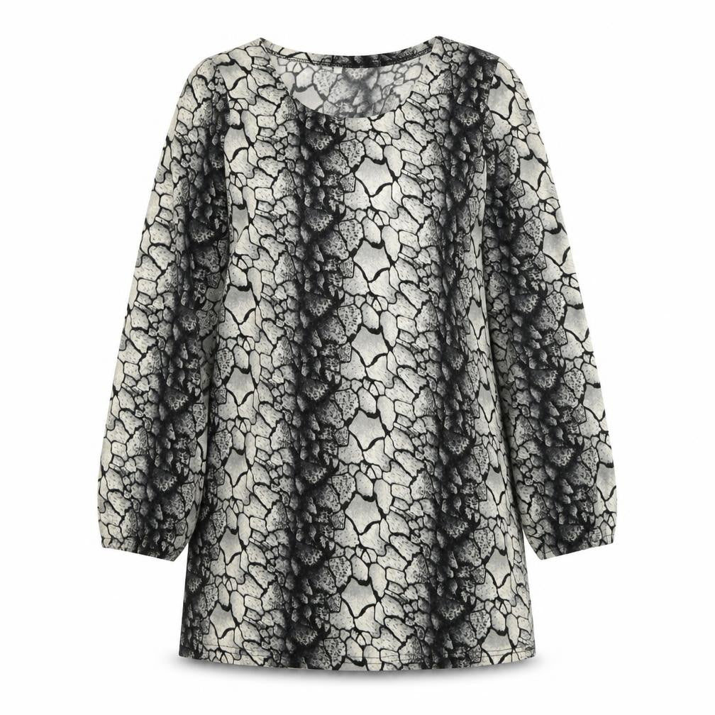 Text Womens Grey Round Neck Animal Print Acrylic Pullover Jumper Size S - Snake Print