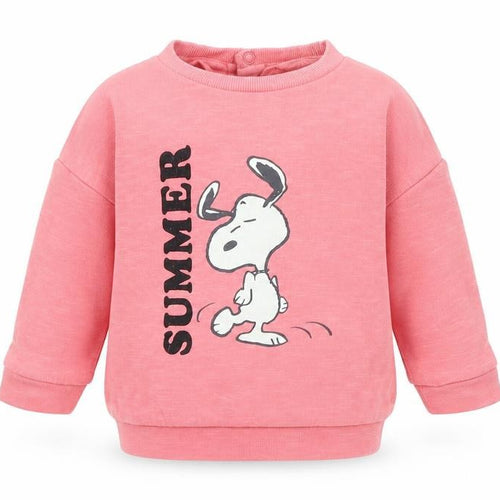 Marks and Spencer Girls Pink Cotton Pullover Jumper Size 6-9 Months Snap - Summer Snoopy