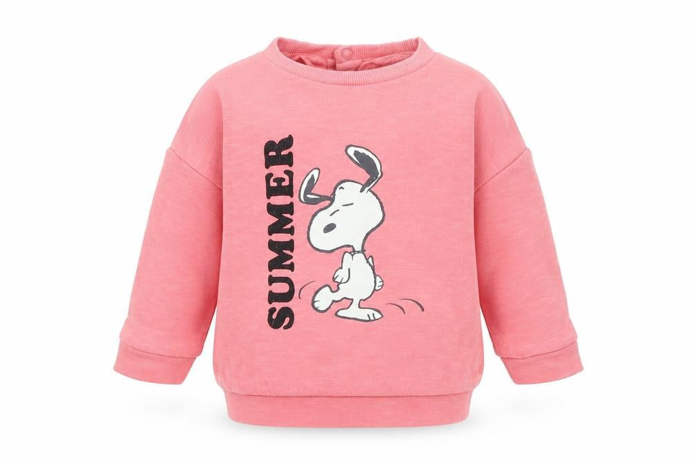 Marks and Spencer Girls Pink Cotton Pullover Jumper Size 6-9 Months Snap - Summer Snoopy
