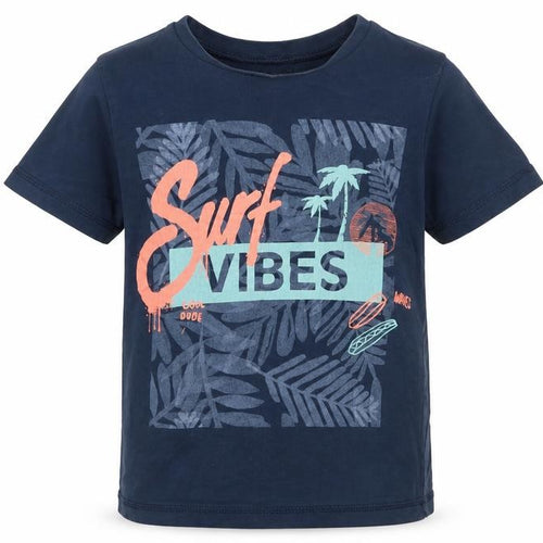 George Boys Blue Geometric Cotton Pullover T-Shirt Size 5 Years Round Neck Pullover - Surf Vibes