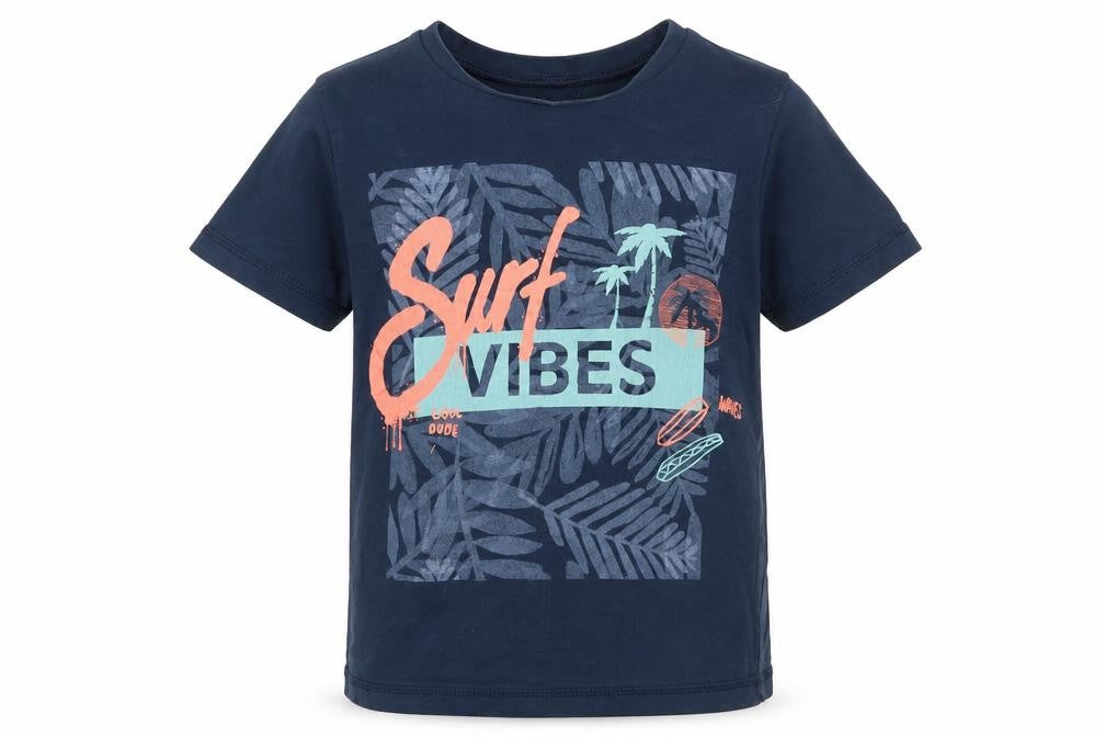 George Boys Blue Geometric Cotton Pullover T-Shirt Size 5 Years Round Neck Pullover - Surf Vibes