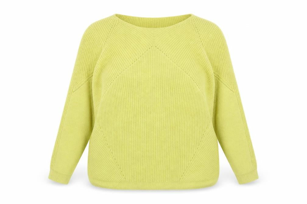 Front view of Principles women’s green boat neck acrylic jumper, size UK 18