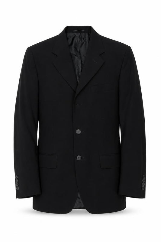 Front view of George men’s black polyester jacket suit jacket, size 38