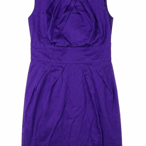New Look Womens Purple Cotton A-Line Size 8 Boat Neck Zip
