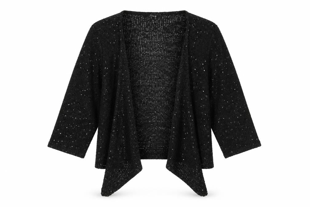 Bonmarché Womens Black V-Neck Polyester Cardigan Jumper Size M