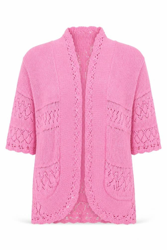 Pure & Natural Womens Pink V-Neck Cotton Cardigan Jumper Size M - Size M/L