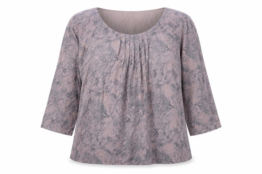 Marks and Spencer Womens Pink Animal Print Viscose Basic Blouse Size 14 Scoop Neck