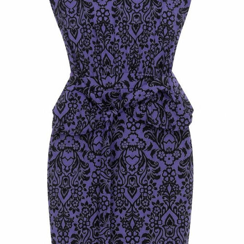Dorothy Perkins Womens Purple Floral Polyester Pencil Dress Size 10 Boat Neck Tie