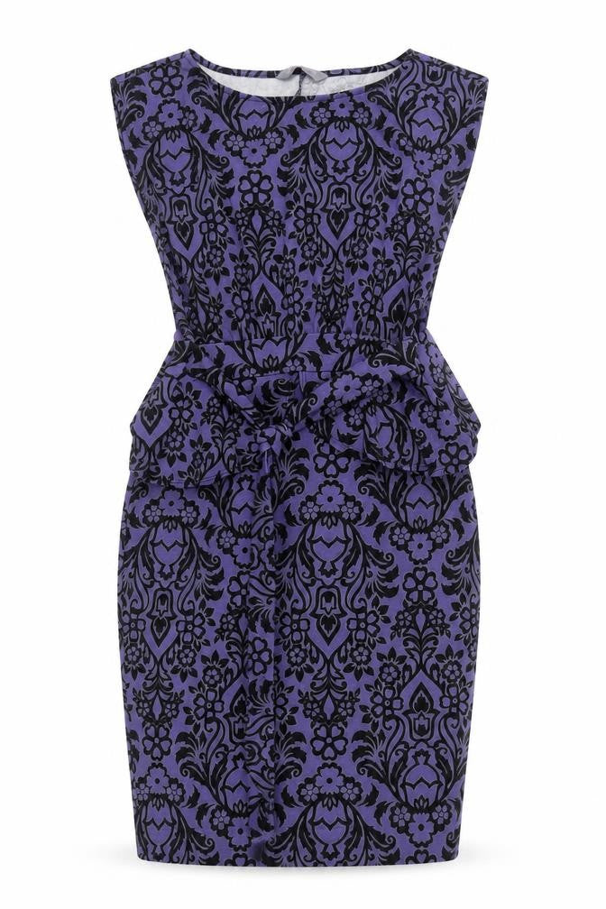 Dorothy Perkins Womens Purple Floral Polyester Pencil Dress Size 10 Boat Neck Tie