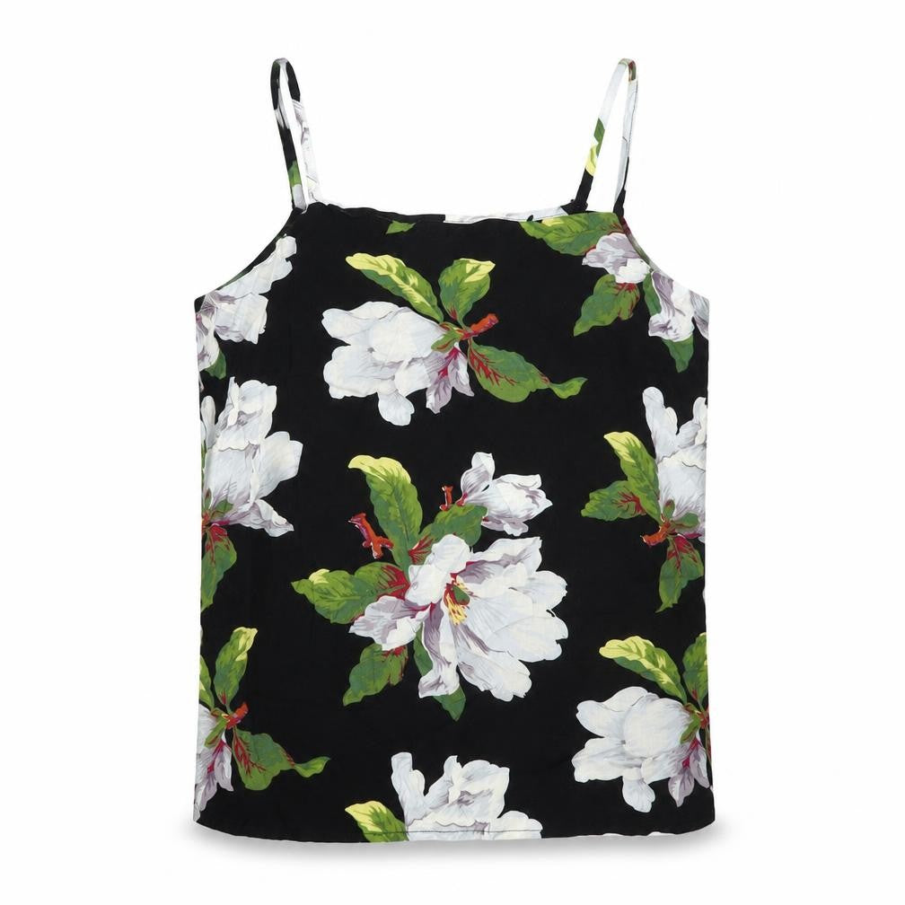 Warehouse Womens Black Floral Viscose Camisole Tank Size 6 Square Neck