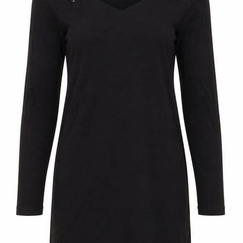French Connection Womens Black Viscose T-Shirt Dress Size S Round Neck Pullover