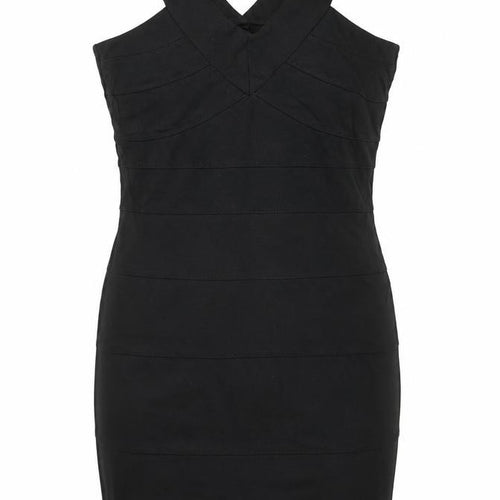 Dorothy Perkins Womens Black Viscose Bodycon Size 14 V-Neck Zip