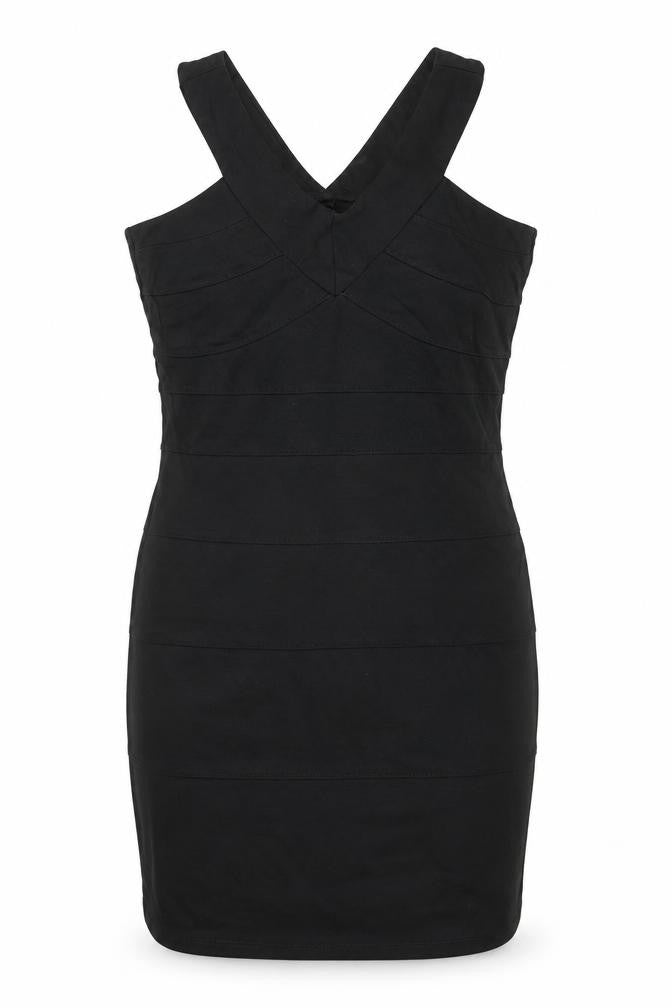 Dorothy Perkins Womens Black Viscose Bodycon Size 14 V-Neck Zip