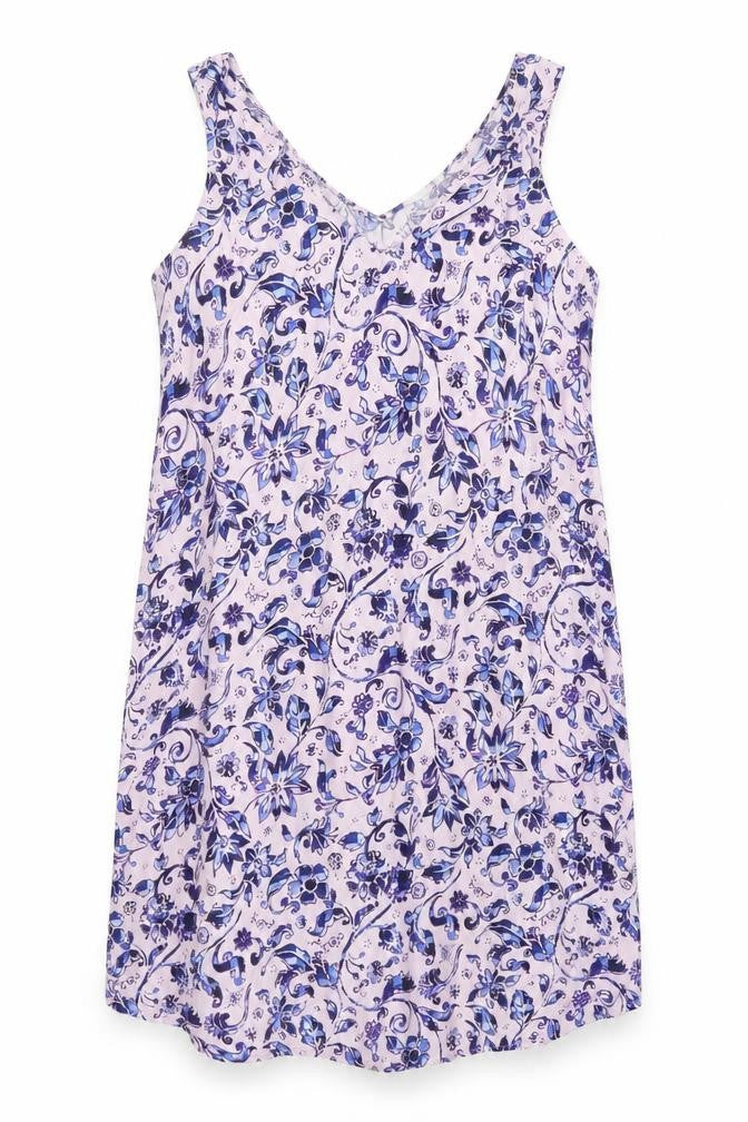 Gap Womens Pink Floral Viscose Tank Dress Size L V-Neck Pullover