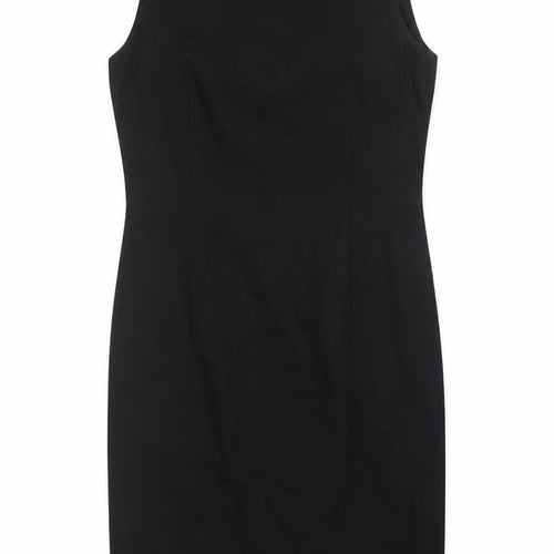 Emma Hamilton Womens Black Polyester Pencil Dress Size 14 Round Neck Zip