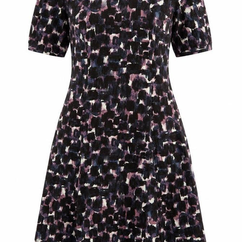 Vackrox Womens Brown Geometric Viscose Fit & Flare Size 6 Round Neck Zip