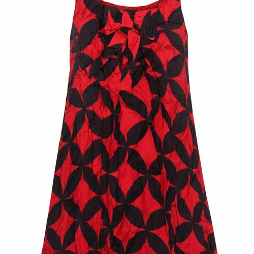 Great Plains Womens Red Geometric Viscose A-Line Size XL Scoop Neck Zip
