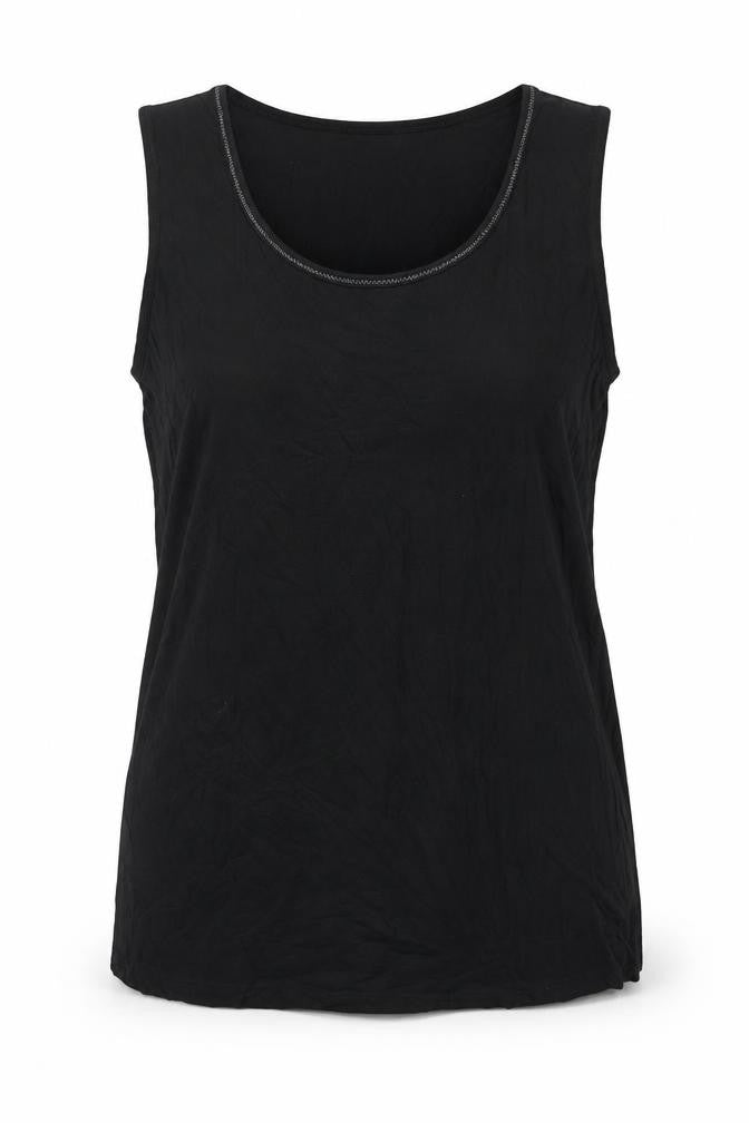 Front view of Bon Prix Collection women’s black cotton basic tank, size L, scoop neck