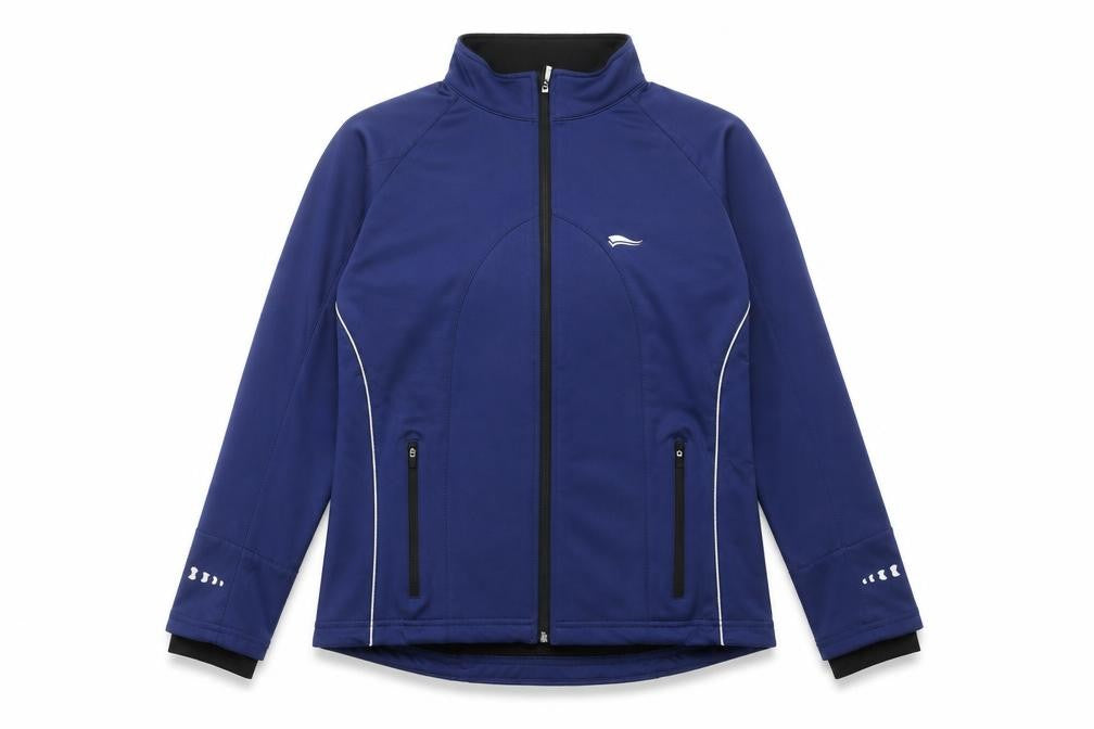 Front view of Crivit women’s blue rain coat coat, size L, zip