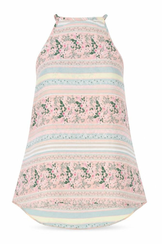 Front view of Papaya women’s pink geometric polyester camisole blouse, size UK 12, high neck