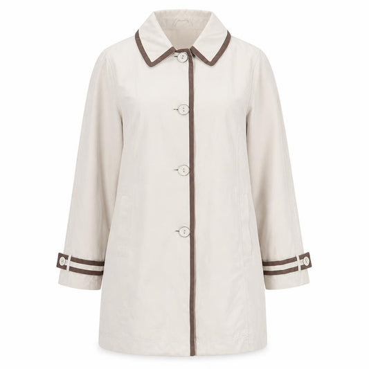 Front view of Debenhams women’s ivory jacket, size UK 12, button