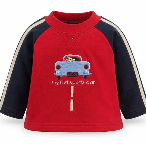 Momy Mouse Boys Red Cotton Pullover Jumper Size 3-6 Months Pullover - My First Sports Car