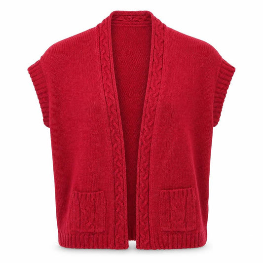 Front view of Isle women’s pink v-neck acrylic cardigan jumper, size L