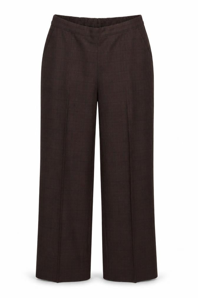 Preworn Womens Brown Striped Polyester Trousers Size 32 in L28 in Regular