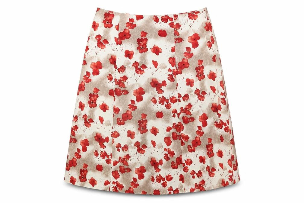 EWM Womens Brown Floral Polyester A-Line Skirt Size 30 in