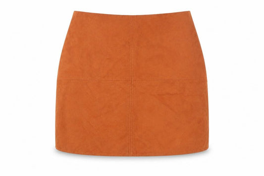 Front view of Atmosphere women’s orange polyester mini skirt, size UK 10, zip