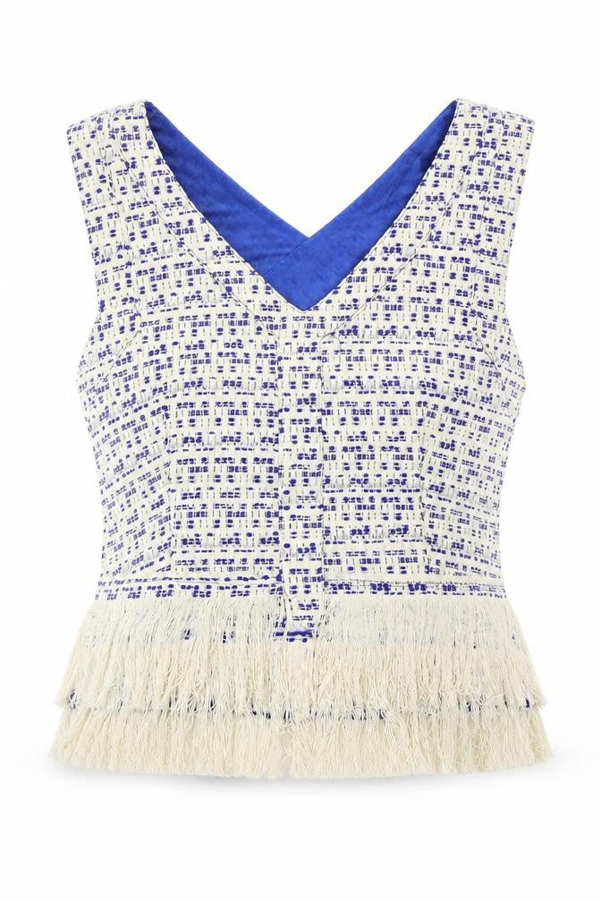 Drole De Copine Womens Blue Polyester Cropped Tank Size L V-Neck