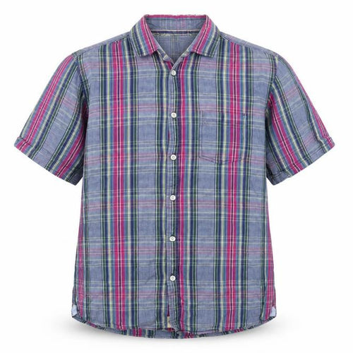 Boston Crew Mens Blue Striped Cotton Button-Up Size M Collared Button