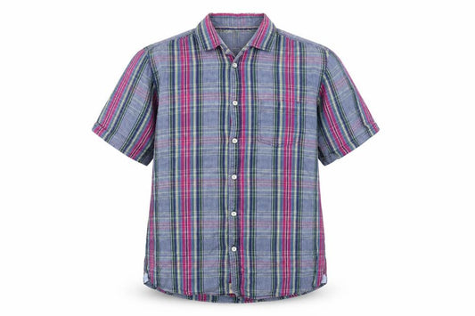Boston Crew Mens Blue Striped Cotton Button-Up Size M Collared Button